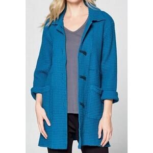 Focus Casual Life Deep Sea Blue Cotton Big Waffle All Seasons Jacket sz S